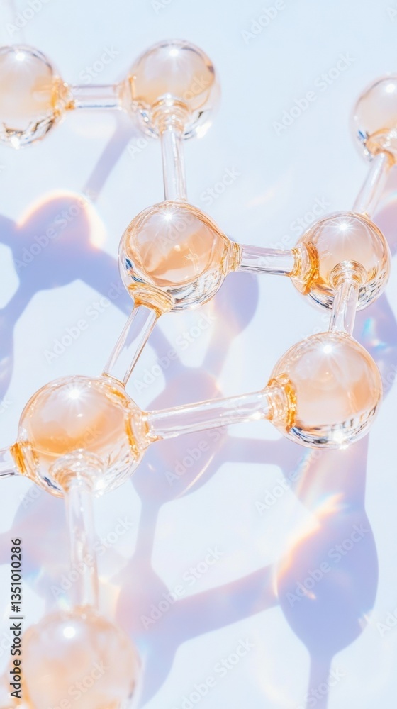Poster luminescent molecular innovation next-gen biotech visualization with translucent glass spheres - cut
