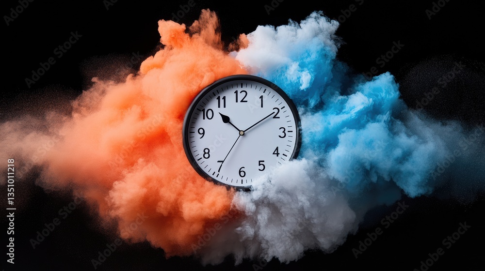 Poster temporal dynamics ethereal clock visualization of earths cosmic evolution - cutting-edge climate cha