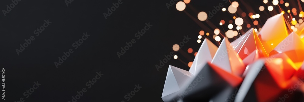 Aufkleber Disruptive Innovation Visualization Geometric Origami Shapes with Dynamic Light Burst - Next-Gen Business Strategy and Transformative Design Concept
