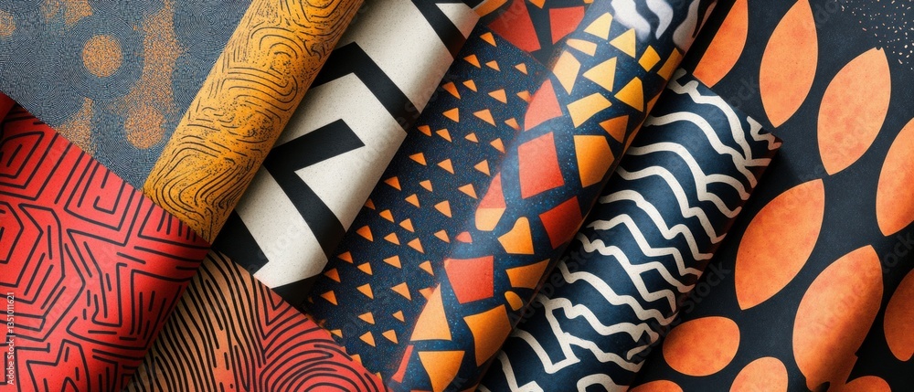 Poster vibrant collection of unique geometric and organic patterns in vivid colors for creative design proj