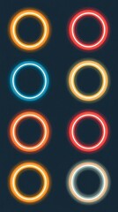 Neon Circles Dark Background Design.