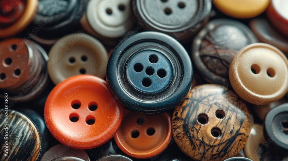 Poster an array of colorful vintage buttons in various shapes and textures ideal for crafts and sewing proj