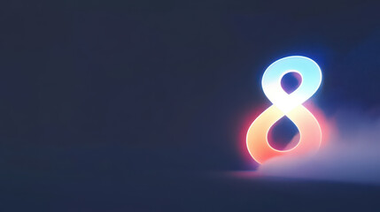 Glowing Number Eight in a Dark Background