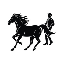 Vector Illustration of a Horse and Rider – Man on Horseback, Equestrian Icon