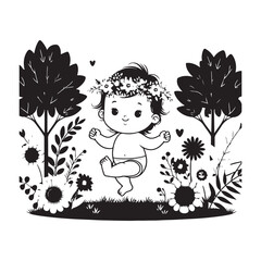 little girl with flowers