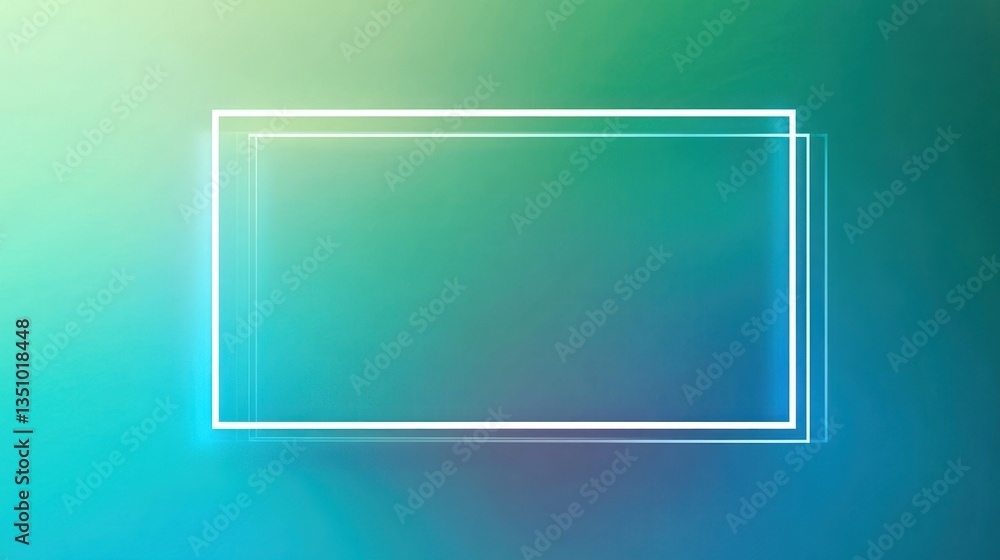 Poster neon rectangle frame on gradient background