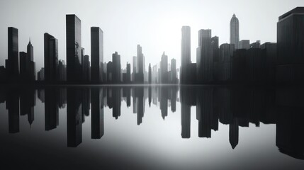 Cityscape Reflection - Modern Architecture Silhouettes