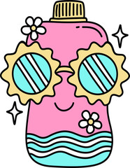 Hand drawn retro  summer 
sunscreen cartoon groovy doodle 