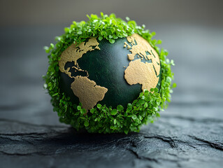 Creative photography of the earth surrounded by green plants