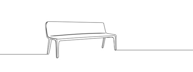 Single line, continuous, bench line art vector business illustration with transparent background editable stroke.