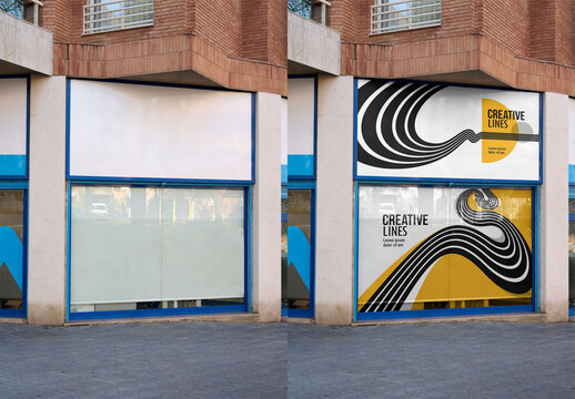 Mockup of Urban Glass Window With Empty Space for Logo Design