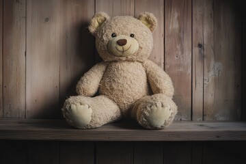 teddy bear on wooden background