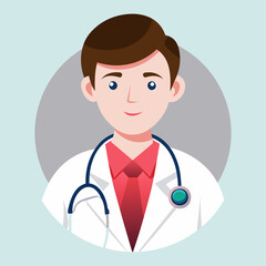 Fototapeta premium Vector illustration of a young doctor intern