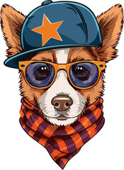 Fototapeta premium Hipster Fashion Dogs Cute dogs fashion hipster set fashion dogs vector. dog in glasses, dog in clothes