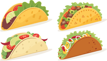 Set of Taco Illustration vector design, Taco Logo and icon design, Taco vector design, Taco Icon Set