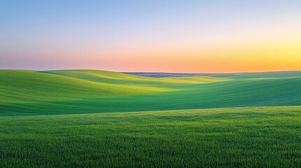 Rolling Green Hills at Sunset