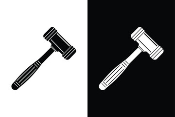 Reflex Hammer Symbol. Essential Medical Tool in Black & White