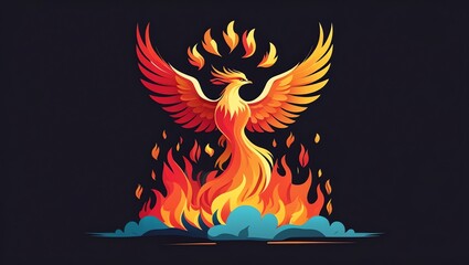 Obraz premium Majestic Phoenix Rising from Ashes: A Symbol of Rebirth and Renewal