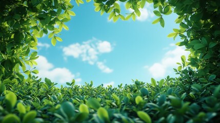 Obraz premium Green leaves framing a sunny sky