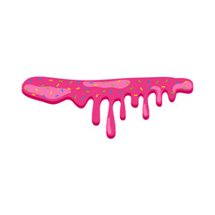 pink sweet melting icing with colorful sprinkles and pink donut vector illustration