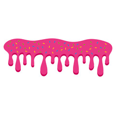 pink sweet melting icing with colorful sprinkles and pink donut vector illustration
