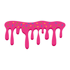 pink sweet melting icing with colorful sprinkles and pink donut vector illustration