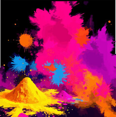 illustration Abstract colorful banner with indian holi powder
