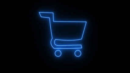 Shopping cart icon. Shopping cart line art icon for apps and websites. Glowing neon turquoise color shopping cart icon animation icon
