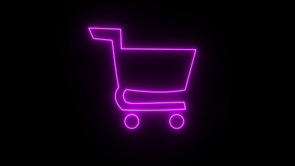 Shopping cart icon. Shopping cart line art icon for apps and websites. Glowing neon turquoise color shopping cart icon animation icon