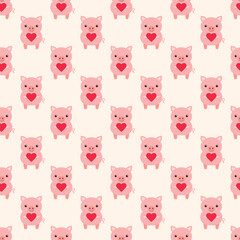 Pink pig seamless pattern vector illustration
