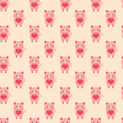 Cute pig heart pattern design seamless