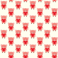 Obraz premium A pattern with a pig holding a heart illustration