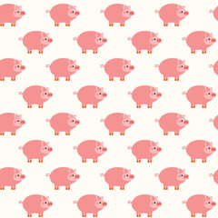 Pink pig seamless pattern vector illustration