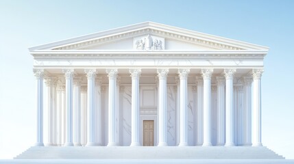 Obraz premium Ancient Roman-style building facade against a pale sky. Possible stock photo use