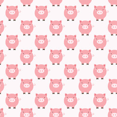 Pink pig seamless pattern vector illustration