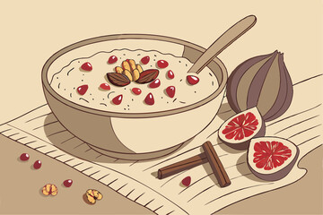 83 Creamy white soup, ceramic bowl, textured pottery, pistachio garnish, golden oil drizzle, red spice flakes, gourmet presentation, soft lighting, clean background, high-resolution food photography, 