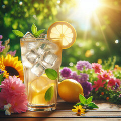 fresh lemon drink with mint