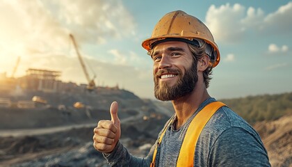 Happy Construction Worker Thumbs Up.