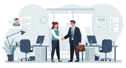 Successful Business Partnership Handshake Deal Closing in Modern Office Setting