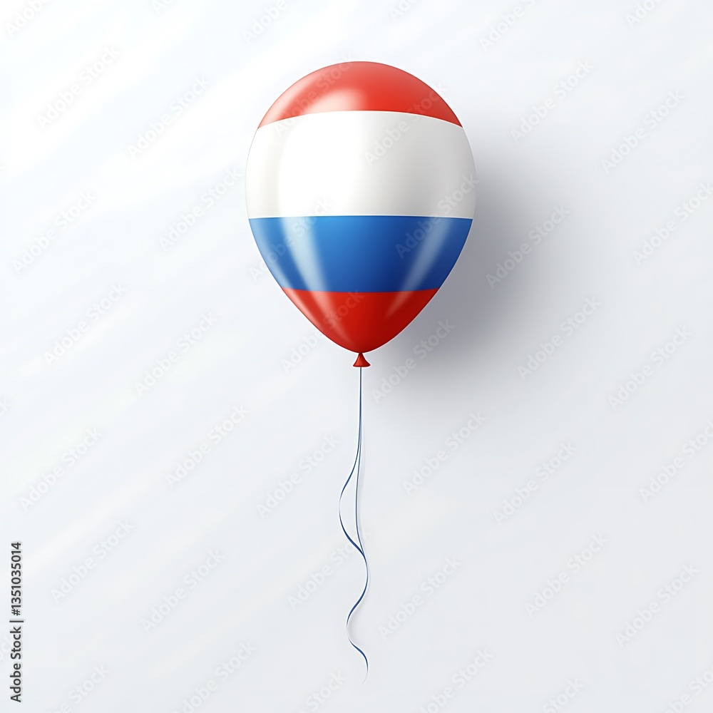 Poster a colorful balloon painted with stripes and hanging from a string