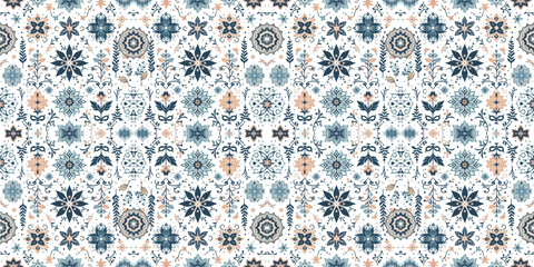 seamless pattern with blue flowers