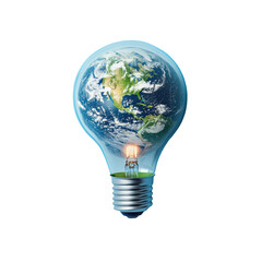 Earth Inside Lightbulb Global Energy Concept,