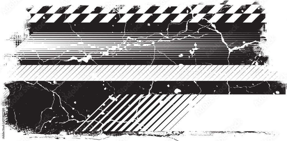 Aufkleber Grunge textured banner with rough edges. Halftone dots texture. Overlay grunge texture . Simply place texture over any object to create grunge effect . Banner with scratched surface for your design. 