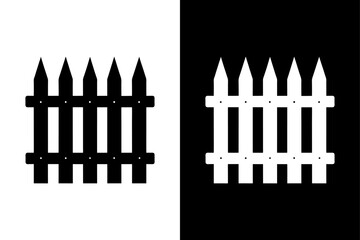 Classic Fence Silhouette in Black & White  Vector Graphics.
