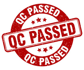 qc passed stamp. qc passed label. round grunge sign