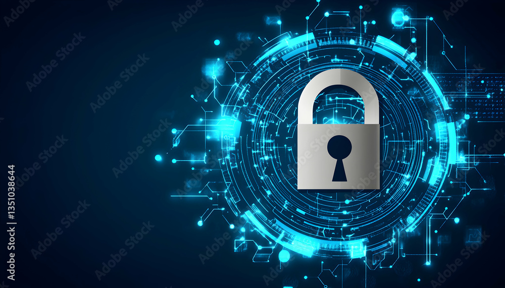 Aufkleber abstract digital security concept with a padlock in a glowing technological background. ideal for cy