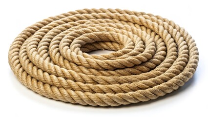 Obraz premium A jute rope with tightly locked ends and a coiled bight tucked under the main body of the rope forming an organized loop structure , tuck under, jute rope
