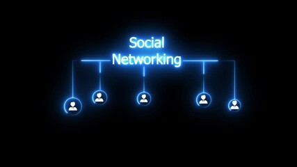 Social media networking. Animation of network of connections over digital data processing, Technology, Internet and network - Powered by Adobe