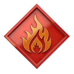 The stylized flames within the red diamond serve as a visual alert. Generative AI.