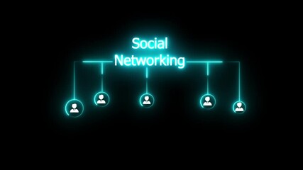Social media networking. Animation of network of connections over digital data processing, Technology, Internet and network - Powered by Adobe
